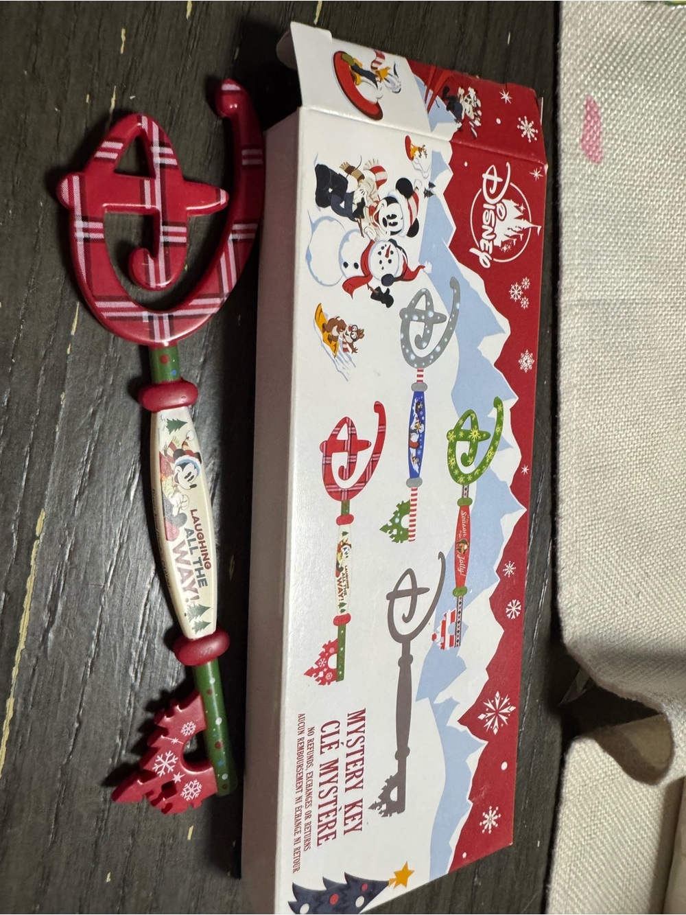 Disney Festive Plaid & Green Holiday Mystery Key